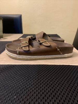 Polo Ralph Lauren Men’s Size Turbach Brown Leather Strap Crepe Sole  Sandals