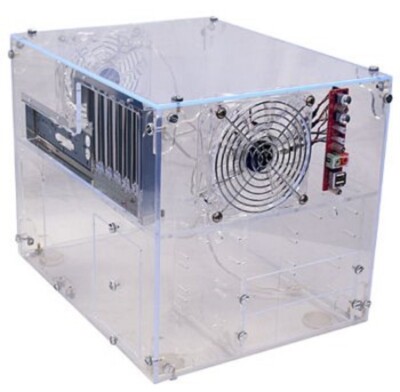 Sunbeamtech UFO Cube-BL UV Blue Crystal Acrylic Transparent ATX Computer Case