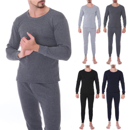 Men Winter Warm Fleece Lined Thermal Long Johns Top & Bottom 2 Pc Underwear Set, - Picture 1 of 17