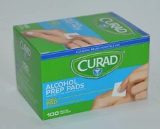 100 CURAD ALCOHOL PREP PADS MEDIUM THICK ISOPROPYL 70% CLEANSING STERILE SEALED