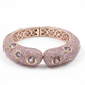 Authentic 61.03ct Natural Amethyst & Sapphire 925SterlingSliver Bangle in Rose Gold Plated