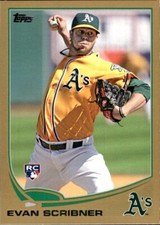 2013 Topps GOLD #521 Evan Scribner SERIAL #1331/2013 OAKLAND ATHLETICS A's