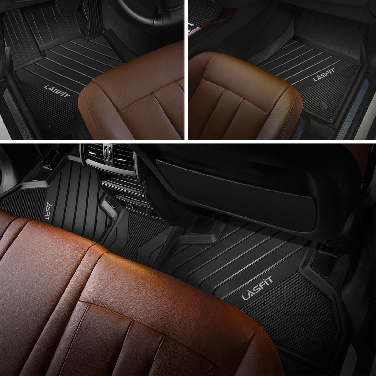 Lasfit Floor Mats for BMW X5 20192024 Front+Rear TPE Liners Black