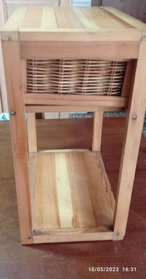 Comodino Armadietto Cassettiera Tavolino Compatto Legno vimini - Immagine 3 di 4