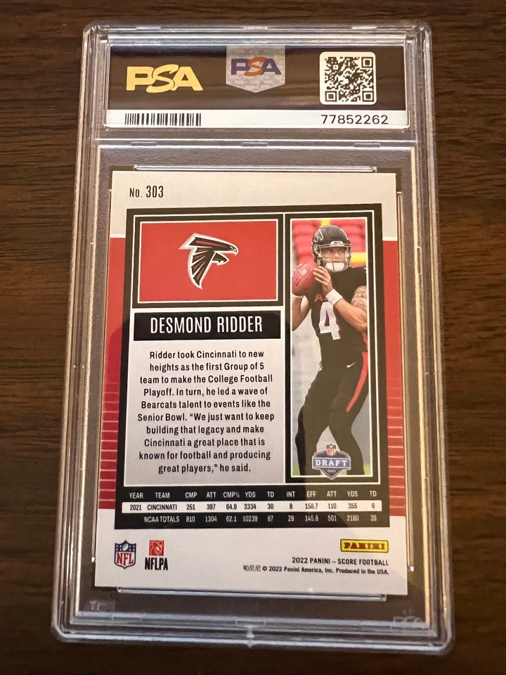 2022 Panini Score #303 Desmond Ridder Rookie Falcons RC GEM MT PSA 10 - Image 2 of 2