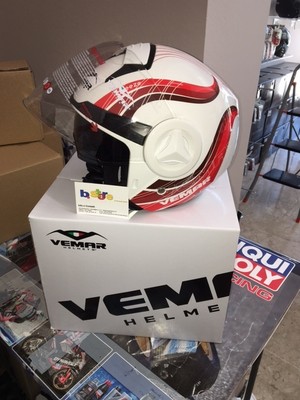 CASCO VEMAR BREEZE DOPPIA VISIERA DEMI-JET BIANCO ROSSO TAGLIA XS | eBay