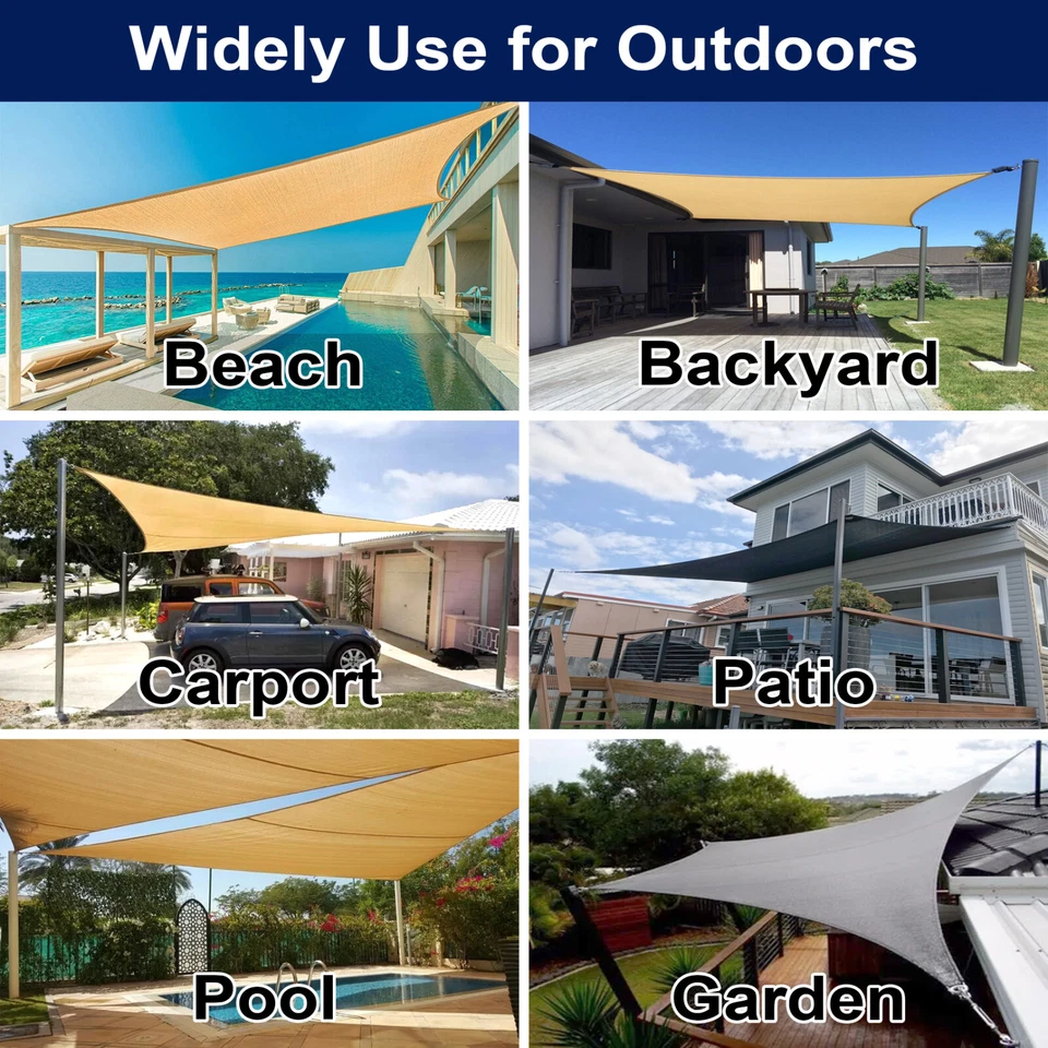 Extra Heavy Duty Shade Sail Shade Cloth Grey Gray Sun Triangle Square Rectangle - image 2 of 4