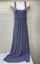 CALVIN KLEIN Sz 4 Blue & Gray Striped Sleeveless Strappy Comfy Maxi Dress • VG‼