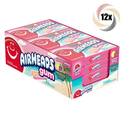 Full Box 12x Packs Airheads Paradise Raspberry Lemonade Gum - 14 Sticks Per Pack