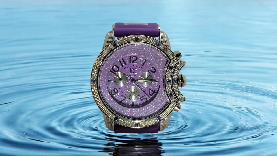 Ice Nation Womens Iced Silver Purple 39mm Big face Fashion Women Watch - Image 2 of 3