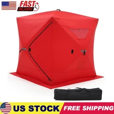 3 Person Insulated Ice Fishing Shelter Pop-Up Portable Ice Fishing Tent 68x68x78