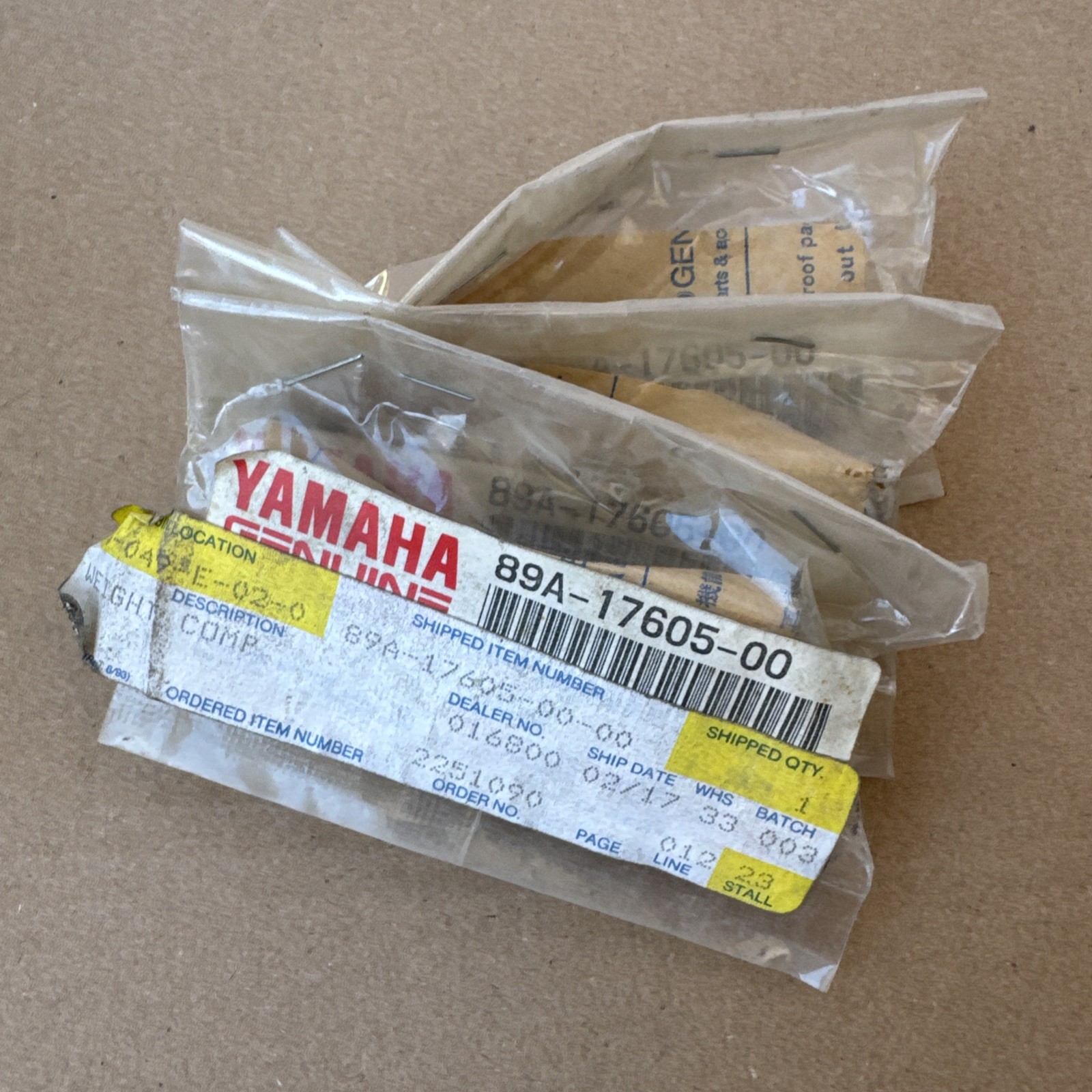 NOS YAMAHA 89A-17605-00-00 PRIMARY SHEAVE CLUTCH WEIGHT VX750 QTY 3 weights