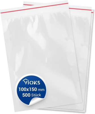 VIOKS Kleine Plastiktüten 500 Stück - Transparente Druckverschlussbeutel 100x150