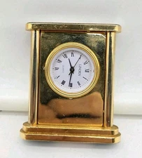 Vintage Linden Quartz Mini Mantel Desk Clock – Gold Tone – UNTESTED