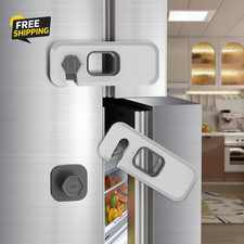 2 Pack Fridge Locks with Self Adhesive, Refrigerator Latch for
