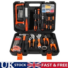 100X General Household Hand Tool Kit with Toolbox Storage Case for Home Repair .