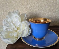 Blue & Gold Coffee or Tea Cup and Saucer RGK Czechoslovakia 24k Gold