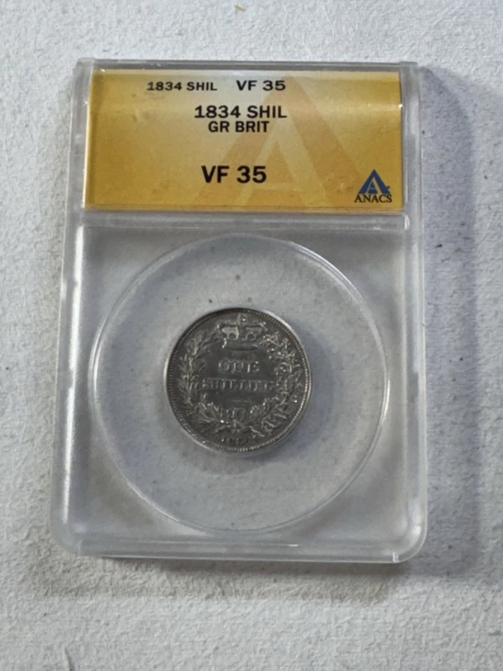1834 Great Britain 1 Shilling Silver Coin Graded VF 35 by ANACS - Image 4 of 4