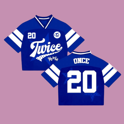 TWICE THIS IS FOR Football Jersey Blue White Once Shirt Kpop