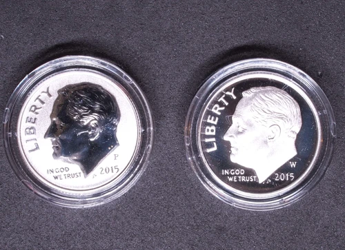 2015 W Proof and P Reverse proof silver Roosevelt dime set 75K mintage!   #1