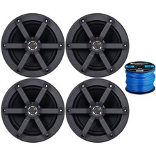 4x JVC 6.5" 2-Way Coaxial 100 Watts Peak Power Marine Black Speakers w/ Wire