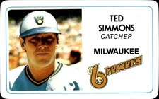 1981 Perma-Graphic Superstar Credit Cards (125- prefix) Ted Simmons Milwaukee