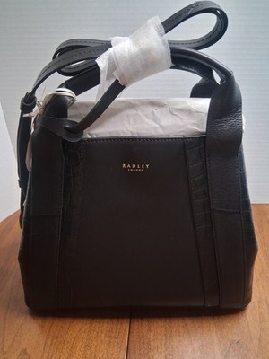 Radley London Black Satchel Top Handle Zip Detachable Strap Pockets