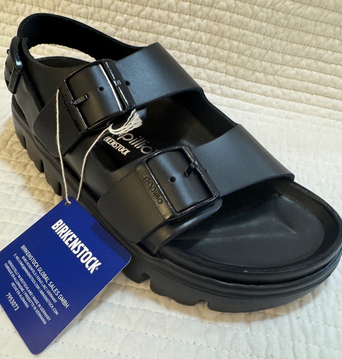 BIRKENSTOCK PAPILLIO MILANO ESQUISITE CHUNKY SANDALS BLACK 38