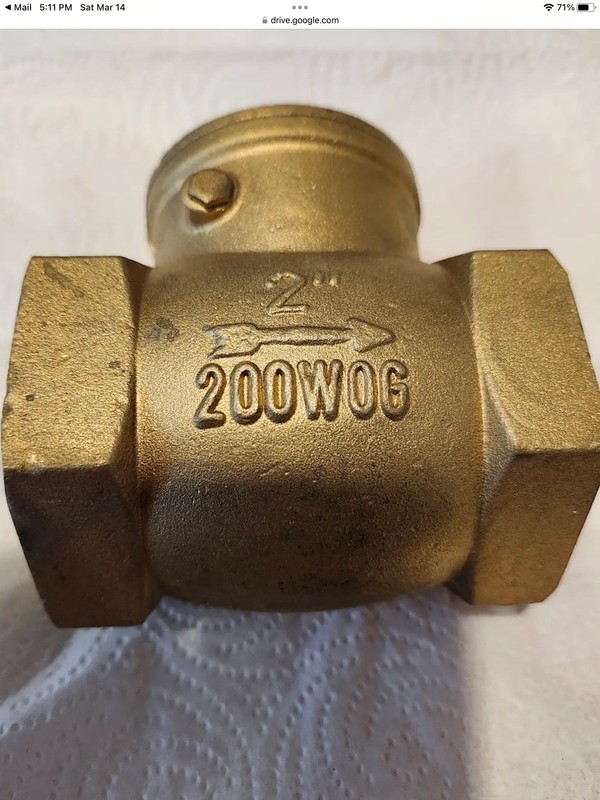 2 Inch Brass Check Valve 200# WOG USA