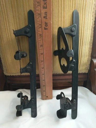 Antique Christmas metal ice skates Clamp decor ice blades PAIR Liberty 