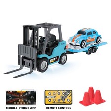 HG4-244 1/64 Remote Control Forklift Metal RC Car Model Road Barrier Light Sound