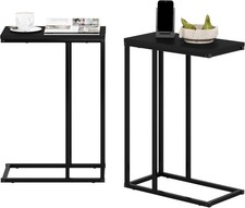 Side Table Set of 2 C-Shape Sofa End Table Couch Metal Frame Night Stand