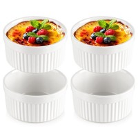 AuflaufföRmchen Soufflé FöRmchen Ramekin SchäLchen 4Er Set Weiß 260Ml Porzellan