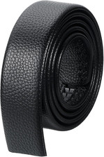 Men Leather Belt Strap without Buckle Head, Replacement Straps for Automatic Buc