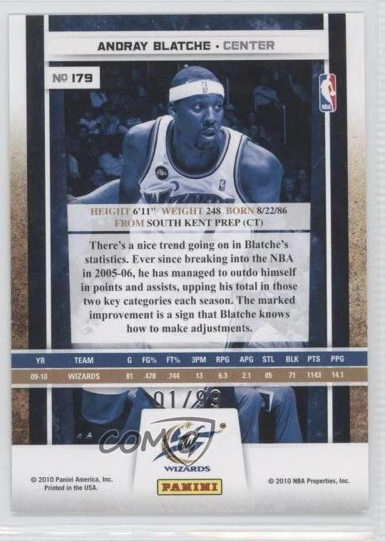 2009-10 Panini Season Update Silver /99 Andray Blatche #179 - Image 2 of 2