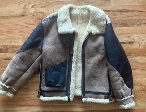 Golden Bear B-3 Shearling Mouton Flight Bomber Jacket Vintage Men's S / Sz 38 - product listing photo