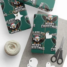Philadelphia Football Merry Christmas Sports Gift Wrap, Holiday Present