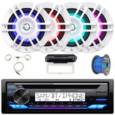 JVC KD-T92MBS 1-DIN Marine CD Receiver W/White Cover, 4x 6.5" 300W Max Speakers
