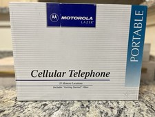 Vintage Motorola Lazer Thick Brick Cellphone NIB Light Gray Original Box