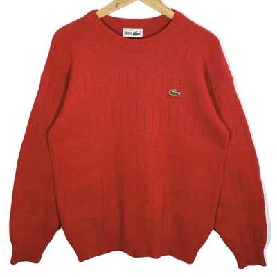 Pull Motif Maille Rouge Vintage 80/90’s Lacoste (Laine Mixte - Made In France) - Photo 1/4