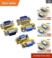 6-Pack RS232 DB9 Serial Adapter Set Male, Female, and Gender Changer Connec...