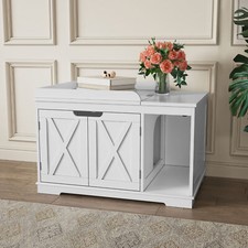 Flip-Lid Cat Litter Box Enclosure Furniture Washroom Hidden Litter Box Cabinet