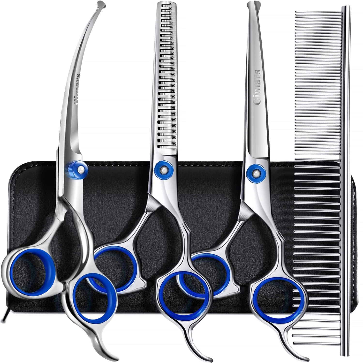 4 Pack Pet Dog Grooming Scissors Set Hair Thinning Shears Comb for Dog Cat