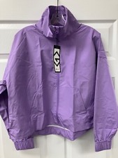 Purple AVGO Womens Cropped Leightweight Running Athletic Jacket Small