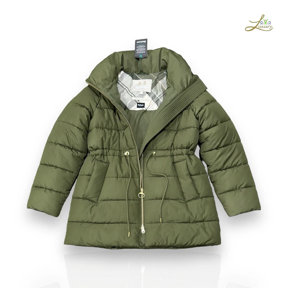 Barbour Manning Puffer Ladies Jacket – Olive Green, Size UK 10 - Image 4 of 4