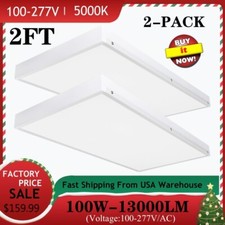 2 Pack 2FT LED Linear High Bay Shop Light, 100W LED Shop Light Fixture, 13,000lm