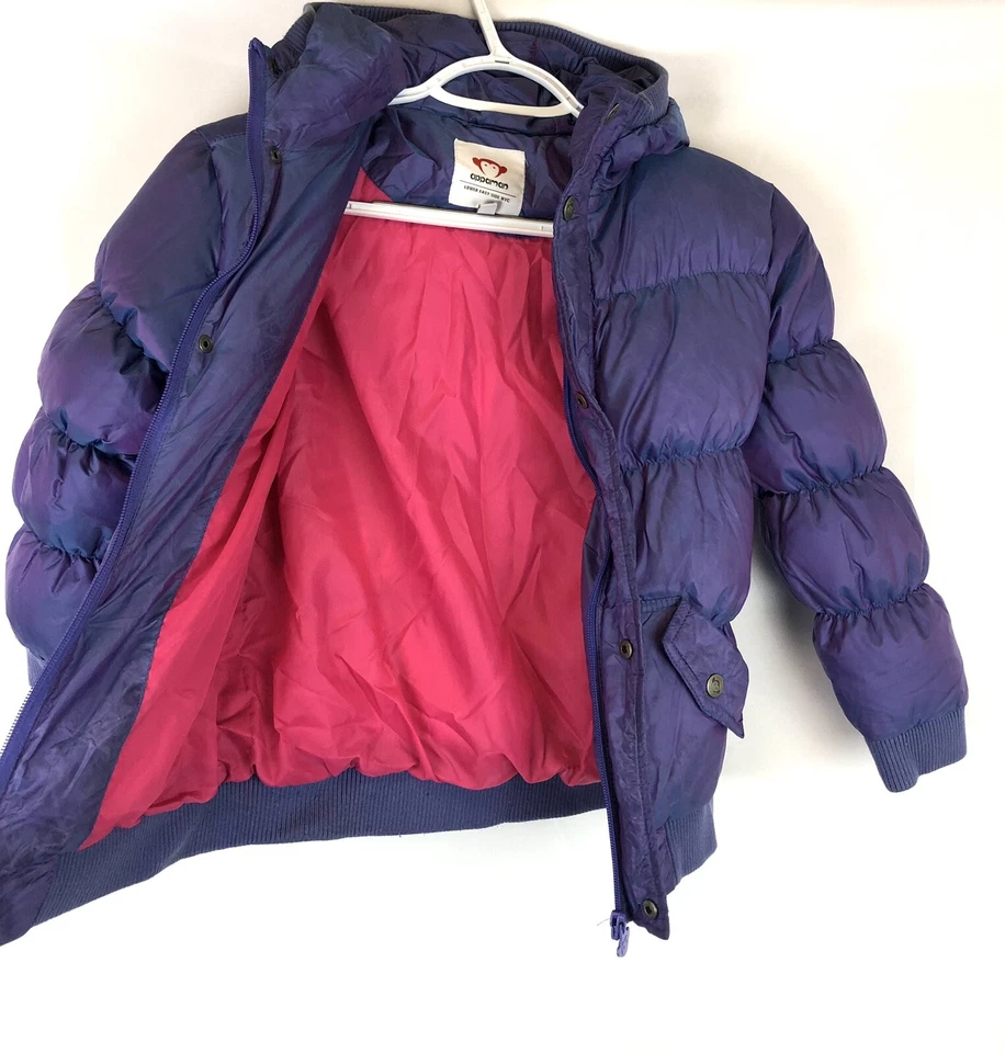 Appaman девочки фиолетовый/розовый стеганый пальто, размер 8, разрыв на внутренней стороне капюшона - Изображение 2 из 4