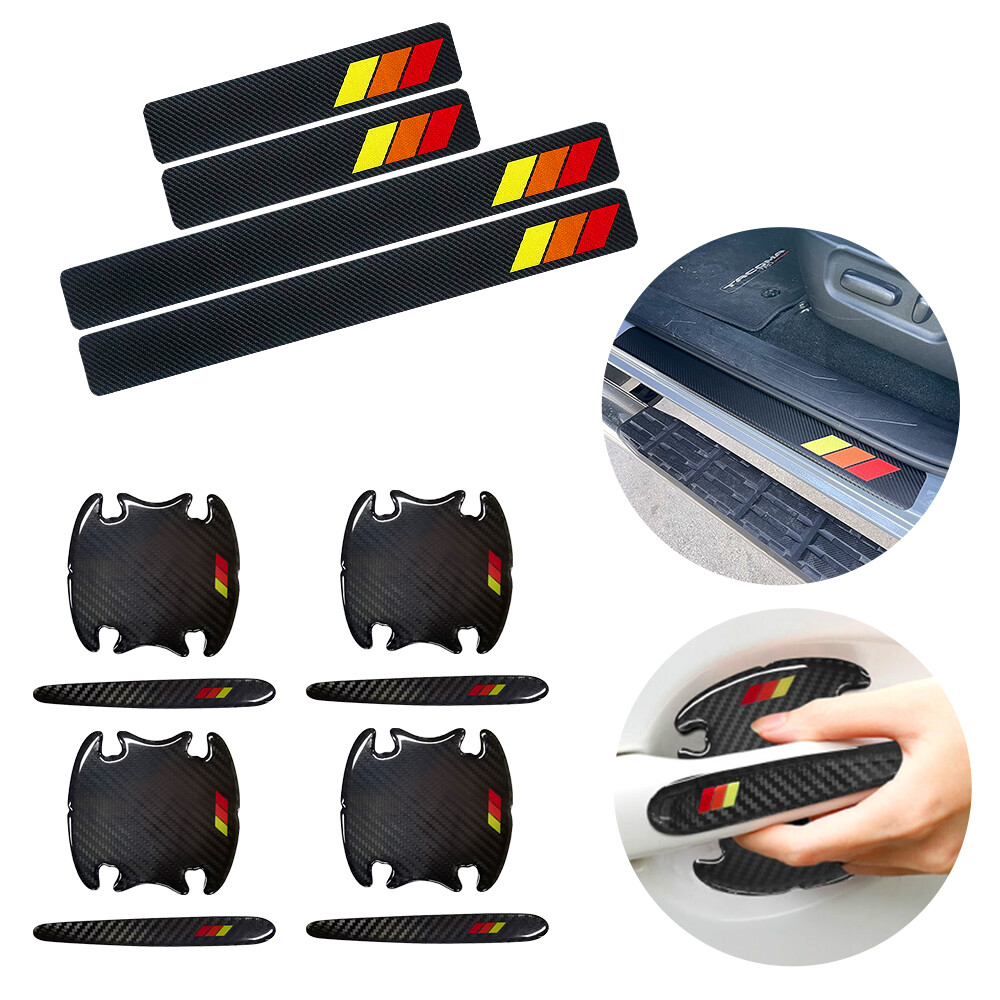 12x Tri-Color Door Handle Cup Sill Scuff Cover Sticker For Toyota Tacoma Camry