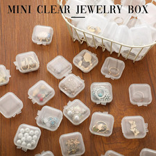 Mini Clear Jewelry Plastic Storage Box Earring Organizers W/Hinged Lid 100 Pack