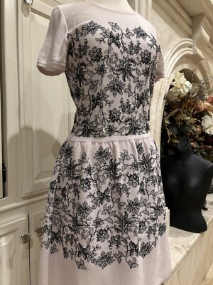 Carolina Herrera  Floral Embroidered fit and flare Sweater dress ( L )